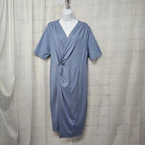 Jasambac Blue Faux Wrap Dress Office Casual 2X NWT